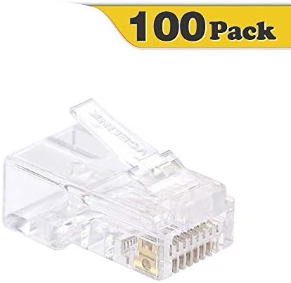 VCE 2-Pack 1-Pack 1 Port Ethernet Wall Curence עם 100 חבילות Cat5e RJ45 לעבור דרך מחברים