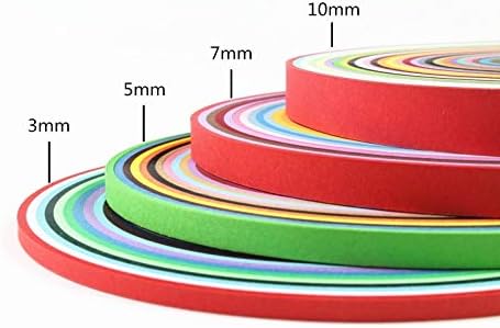 ערכות רצועות נייר ארוכות במיוחד, 36 צבעי צל 720 רצועות נייר אוריגמי 3/5/7/10 ממ רוחב זמין, אורך 54 סמ