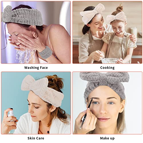6 יחידות פנים לשטוף סרטי ראש וסרטי יד סט ספא בגימור איפור סרט לטיפוח העור סרטי ראש עם צמידים לנשים