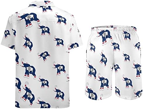 Weedkeycat Wyoming Felpant Flage תלבושות חוף לגברים 2 חלקים כפתור הוואי למטה חולצה קצרה שרוול ומכנסי תא מטען קצרים