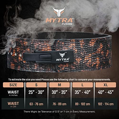 חגורת הרמת משקל של Mytra Fusion חגורת הרמת עור אמיתית עם הימור אימון מנוף לגברים ונשים חגורת חשמל