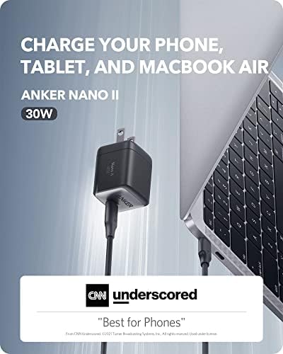 מטען USB C, Anker Nano II 30W מתאם מטען מהיר, מטען קומפקטי של GAN II ו- Anker USB C חשמל, 521 רצועת חשמל