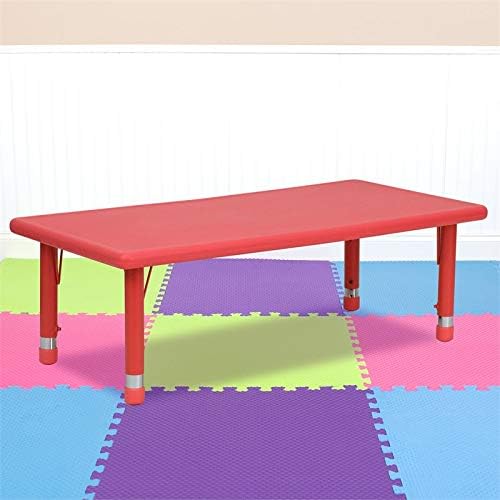 פלאש ריהוט גובה מתכוונן מלבני אדום פלסטיק פעילות שולחן, 24 איקס 48