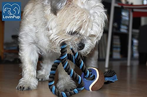 צעצוע של חבל כלבים של Lovinpup עם כדור טניס, חבל ניילון עם כדורים, משיכה מהנה של צעצוע מלחמה לכלבים,