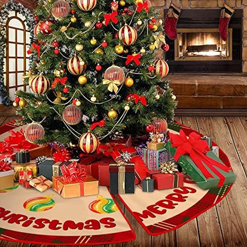 חצאית עץ 30 x30 באפלו משובץ קצה אדום וירוק מחצלת עץ חג המולד פרח שוודי קישוט קישוטי עץ חג המולד כפרי לקישוט