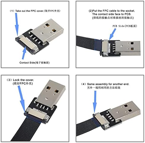 Cablecc USB 2.0 סוג-A זכר לנקבה נתוני הרחבה כבל FPC שטוח רזה עבור FPV ודיסק וסורק ומדפסת 20 סמ