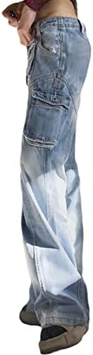 מכנסי התלקחות לנשים ז'אן אלסטי מותניים מכנסי ג'ינס מזדמנים מכנסיים מכנסיים מתרחבים מכנסיים