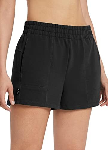 מכנסי זיעה לנשים קצרים במותניים גבוהות מותניים ספורטיביים מזדמנים מכנסיים קצרים של טרקלין קיץ כותנה
