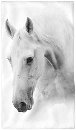 מגבות ידיים ארוכות של Varun סוס לבן נאה אולטרה מגבת רכה חיה פראית רקע פשוט הדפסת מגבות יוקרה למלון אמבטיה