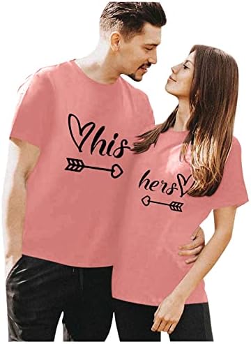 חולצות תואמות של Fandream עבור זוגות צוואר הצוואר הקיץ חולצות שרוול קצר
