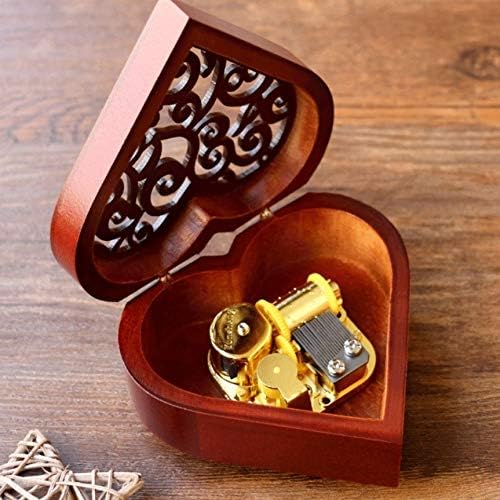 Ylyajy בעבודת יד קופסת מוזיקת ​​עץ בצורת לב לחברה, קופסת מוסיקה, מתנת יום הולדת, מאהב, מתנה ליום