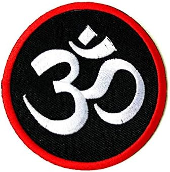 TH AUM OM OHM הינדי הינדי הינדואיזם יוגה תלבושות שחורות סמל עיצוב אפליקציה תפור רקום על ברזל על טלאי לתרמילים