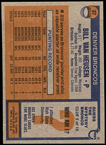 1976 Topps 37 ביל ואן היוזן דנוור ברונקוס NM/MT Broncos Maryland
