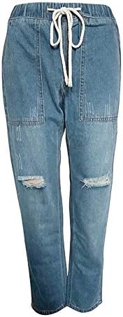 מכנסי הרמון סרוגות מותניים נמוכות מכנסיים מכנסיים התלקחות מכנסיים מוצקים ג'ינס חור קרסול צבע פלוס פיג'מה