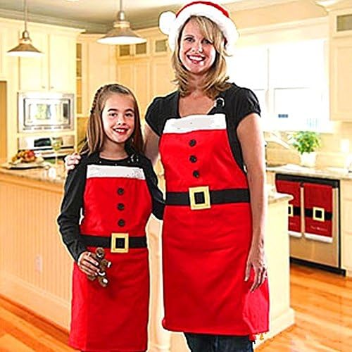 NPLE-חג המולד אדום נשים סינרי סנטה למבוגרים סינרים ביתיים במטבח עיצוב מסיבת בישול
