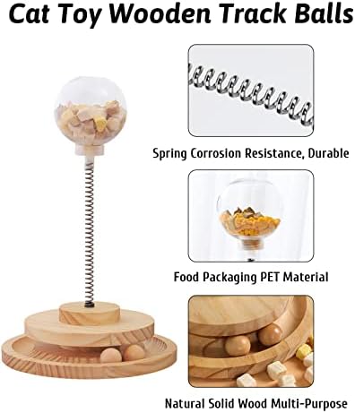 אינטראקטיבי חתול מזין צעצוע מקורה חתולים איטי מתקני האכלה אביב צעצועים מצחיק עץ מסלול 2 כדורי רולר פטיפון