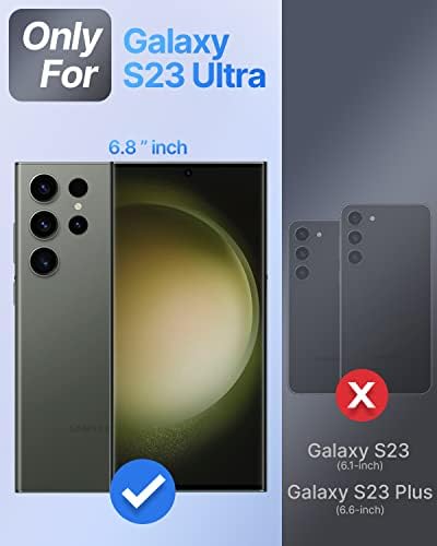 Silverback עבור Samsung Galaxy S23 Ultra Case עם Stand, מארז טלפון עם כיסוי מצלמה, כיסוי אבק אטום אטום