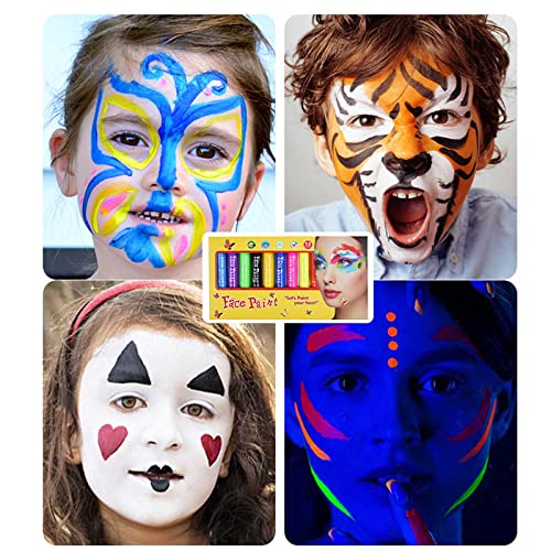 מקלות צבע פנים לילדים, 12 יח 'ערכת צבע פנים צביעת פנים טוויסטית ציור פנים אמנות צבעי עפרון פלורסנט צבע