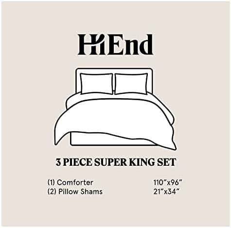 Hiend מבטא Hera מצעים מחויטים 3 חלקים מערכי שמיכה עם כריות כריות, סופר קינג, סט מצעי צבע אחיד לבן, בית חווה