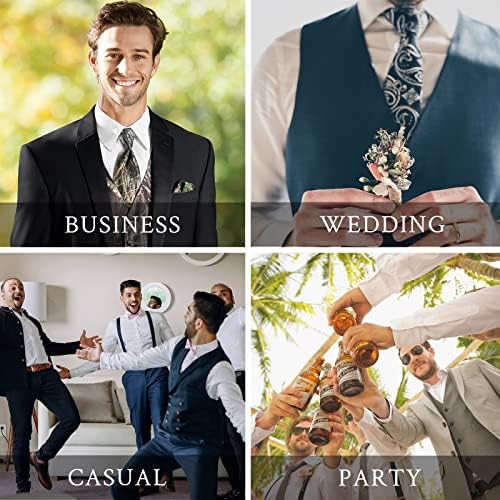 אפוד חליפת גברים פייזלי ג'קארד שמלה רשמית שמלה מותן עניבת עניבת כיס מרובע חפתים סט 5 יחידות טוקסידו לחתונה