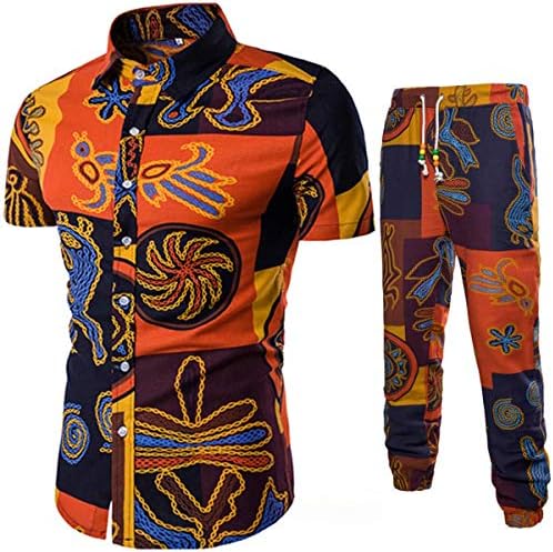 שני חלקים של Kissqiqi לגברים 2 חתיכות פרחוניות תלבושות הוואי מזדמנים חליפות חולצות שרוול קצר+ערכות מכנסיים