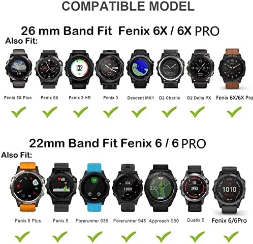 XJIM 26 22 22 20 ממ רצועת Watchband עבור Garmin Fenix ​​6x 6 6S Pro 5S Plus 935 3 HR צפה מהיר שחרור
