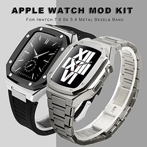 ערכת שינוי יוקרה של CNHKAU עבור Apple Watch Case Band 45 ממ 41 ממ/40 ממ 44 ממ Mod Metal Watch Case עבור