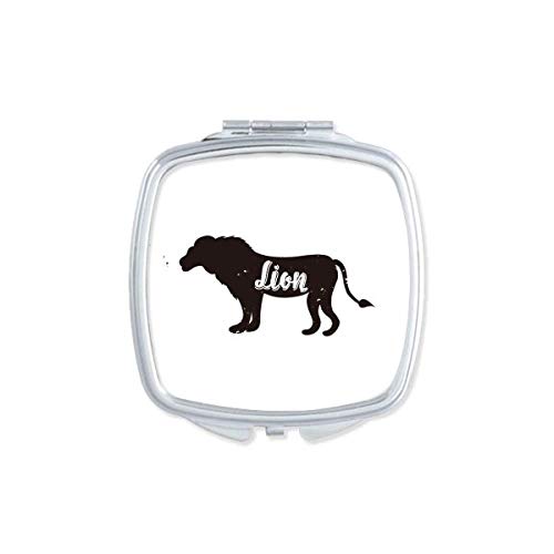 האריה שחור ולבן בעלי החיים מראה נייד קומפקטי כיס איפור דו צדדי זכוכית