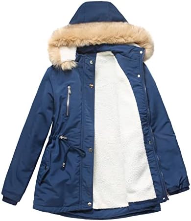 מעיל מעובה לנשים גודל פלוס גודל חורפי חורפי חורפי חורף מרופד בצבע מוצק ז'קט מעיל שלג עם פו-פו-