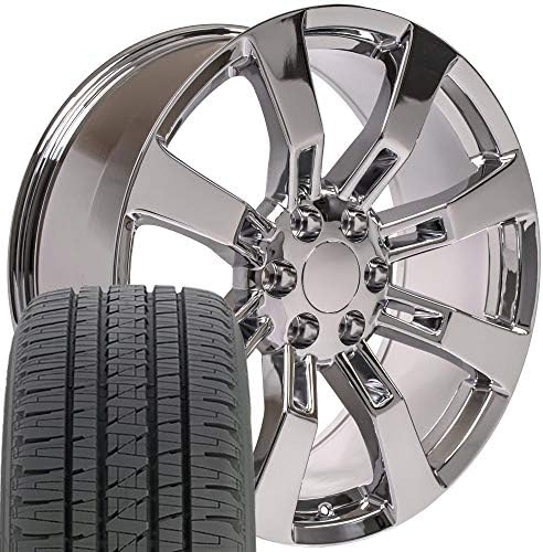 OE Wheels LLC 20 אינץ 'חישוקים מתאימים לשברולט סילברדו טאהו סיירה יוקון אסקאלדה CA82 Chrome 22X9 Rims Hollander