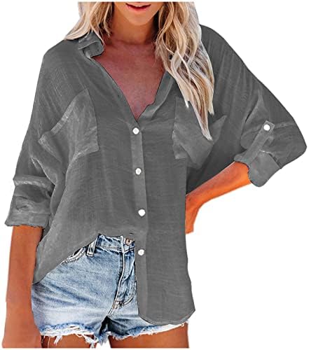 נשים רגיל חולצות חולצות חולצות ארוך קצר שרוול צווארון סתיו קיץ חולצות כפתור למטה עד בגדים טרנדי