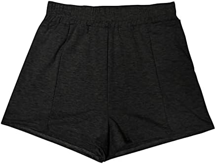 מכנסיים קצרים של Beuu לנשים קיץ מזדמן פשתן כותנה אלסטית מכנסי מותניים גבוהים רופפים מכנסיים קצרים עם כיסים