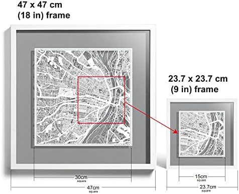Studio Studio Studio St. Louis, MO Cut Cut ממוסגר, מפה לבנה, מסגרת לבנה, 18x18 אינץ