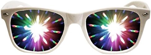 זיקוקין פריזמה עקיפה לבן פלסטיק משקפיים-עבור לייזר מראה, רייבס-לייזר-משקפיים