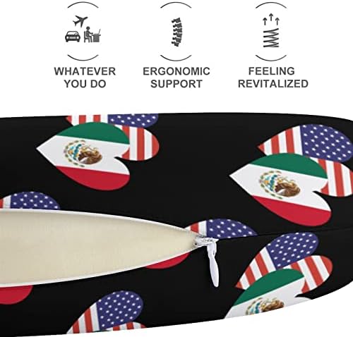 מקסיקו דגל לב אמריקאי כרית כרית זיכרון קצף צוואר נסיעה כרית U בצורת תמיכה בצוואר הראש