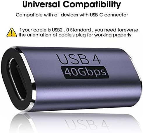 מצמד USB C, USB סוג C נשי מתאם נשי נשי מארח תואם, מחבר ישר נשי לנקבה נשי מחבר ישר ， תומך עד 40GBP