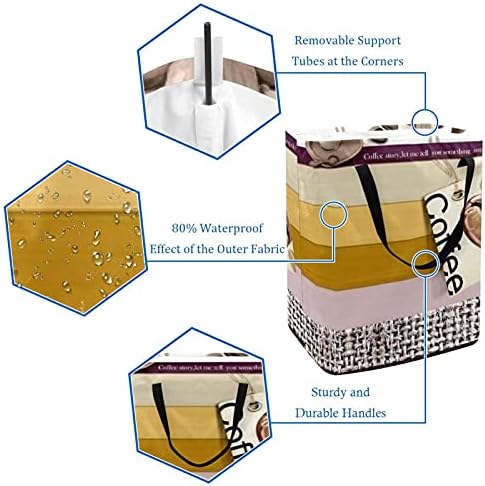 סל כביסה קפה פח אחסון מתקפל עם ידיות לפטיש, חדר ילדים, אחסון צעצועים