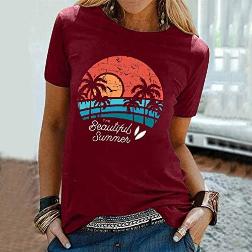 קיץ הנשים הקצרות המובילות שרוול טריקו חולצת קיץ חולצה חולצה חוף נשים מודפסות נשים