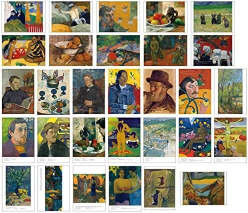 הובלת גלויות אמנות יפהפיות להארכה של 30 אמן צרפתי פול גאוגוין פוסט כרטיס חפיסה נוף ציור מפורסם, 4X6 אינץ