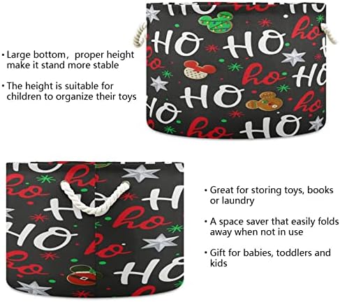 דפוסי חג המולד של חבל כותנה של קיגאי כותנה סל אחסון גדול לסל כביסה לתינוקות צעצועים למשתלה, ארון, חדר שינה, ארגון
