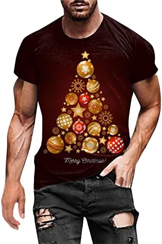 Wybaxz 2022 גברים חג המולד סתיו חורף שרוול קצר מזדמן חג המולד 3D מודפס חולצות טופ אופנה חולצה עליונה גברים