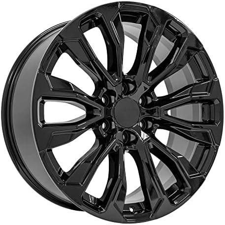 OE Wheels LLC 22 אינץ 'מתאים אסקלייד 22 אינץ', סילברדו, סיירה טאהו, יוקון CV30 גלגל שחור גלוס