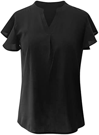בציר טרנדי מזדמן רופף בכושר שיפוע קיץ חולצות קצר שרוול צווארון נשים חולצות לנשימה