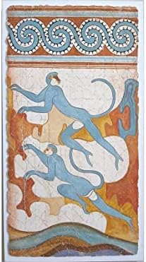 קופים כחולים פרסקו אקרוטירי המאה ה -17 תיר סנטוריני מוזיאון ציור עותק
