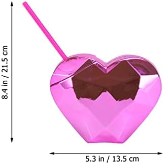 כוסות קסאו סיפי כוס כוס בצורת לב עם קש כוס משקאות ייחודית ומבודדת ספל קפה או כוס תה - מסיבת