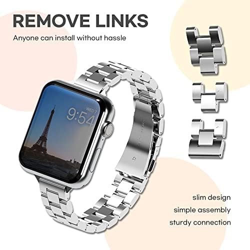 MIAK SLIM Metal Watch Fand תואם ל- Apple Watch 38 ממ 40 ממ 41 ממ 42 ממ 44 ממ 45 ממ, IWatch Series 8/SE2/7/6/SE/5/4/3/2