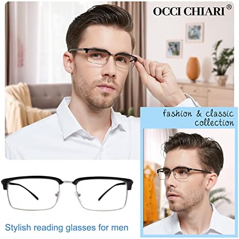 Occi Chiari משקפי קריאה גדולים גברים קוראים מסוגננים עדשה ברורה 1.0 1.25 1.5 1.75 2.0 2.25 2.5 2.75 3.0
