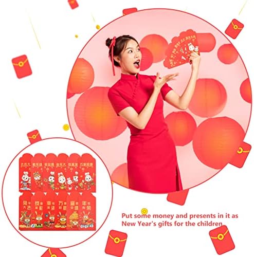 24 יחידות סיני אדום מעטפות חמוד 2023 גלגל המזלות בעלי החיים דפוס מזל כסף מעטפת אביב פסטיבל הונג באו לילדים חדש