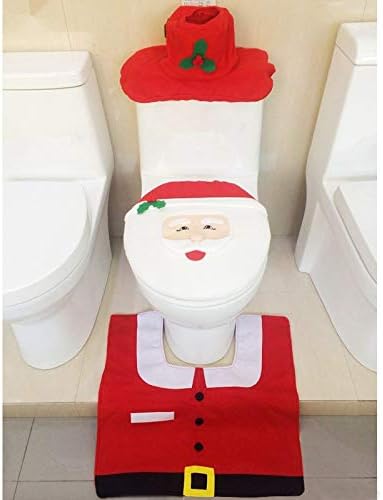 חג המולד קישוט חג המולד קישוט שמח סנטה אסלת מושב כיסוי שטיח אמבטיה סט.