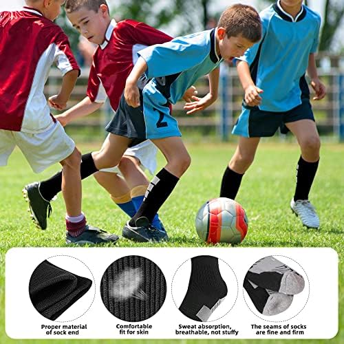 Zepohck ילדים גרבי כדורגל אתלטי, 2 זוגות גרביים גבוהות לברך לבנות נערים בגודל נעליים 3-6.5 / גילאי 6-12